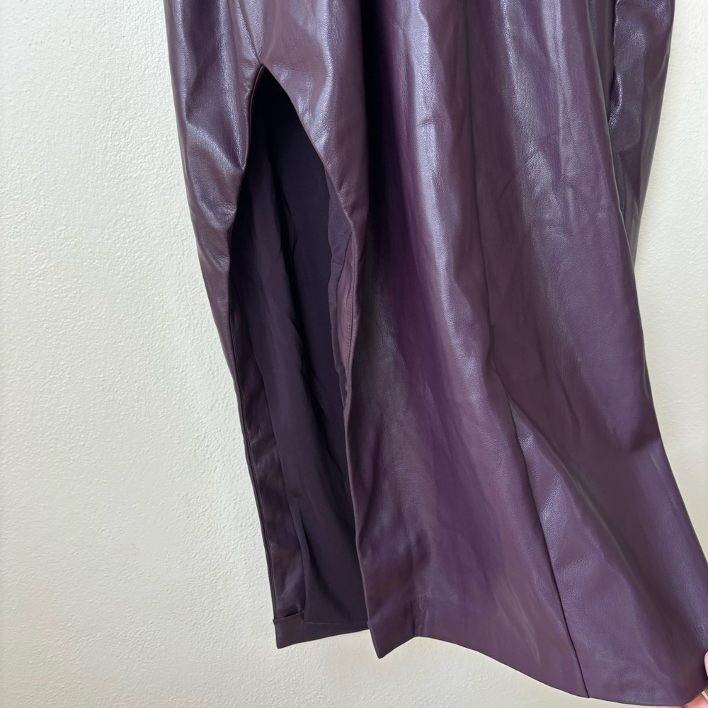 Majorelle Issa Faux Leather Midi Dress In Deep Plum Women’s Size XL Revolve - Picture 8 of 12